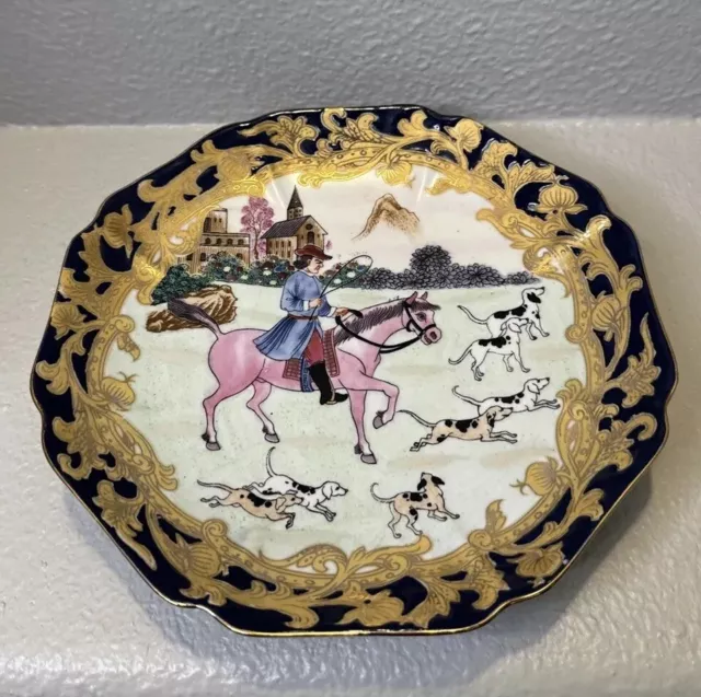 Chinese Export Porcelain Hand-Painted Enamel Hallmarked Plate