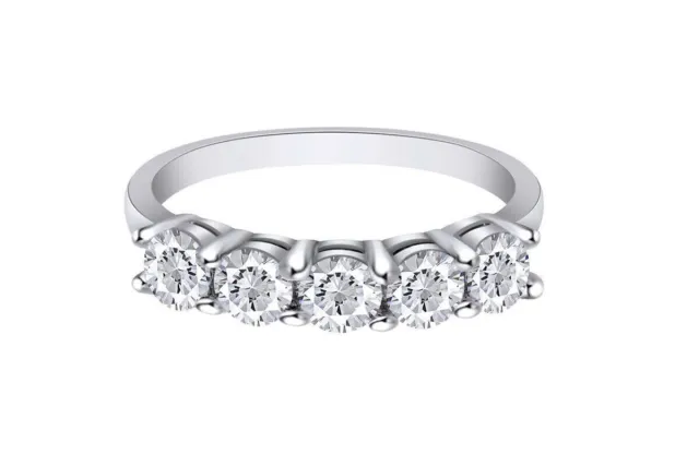 14K White Gold 1.30Ct Round Lab-Created Diamond Women's Wedding Anniversary Ring