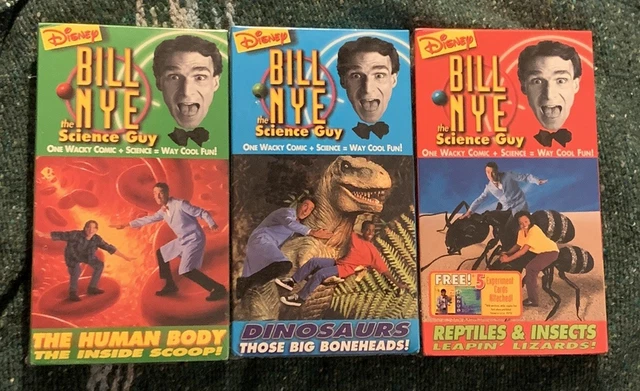 BILL NYE SCIENCE Guy (3 VHS Lot) Human Body - Dinosaurs - Reptiles New ...