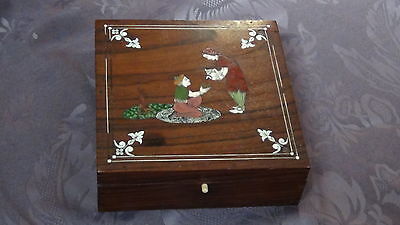 Antique 19C Arabic Red Wood And Shell Inlay Gorgeous Storage Box