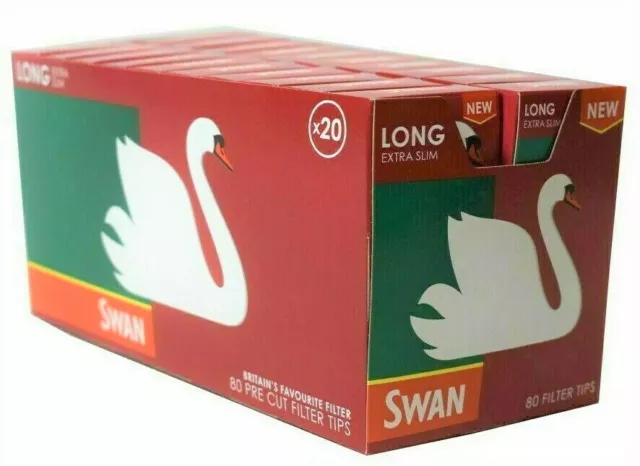 Swan Long Extra Slim Filter Tips 5-20 PACK 1600 tips MORE FILTRATION 50% LONGER