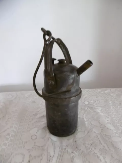 Ancienne Petite Lampe Carbure Acetylene De Mineur 3