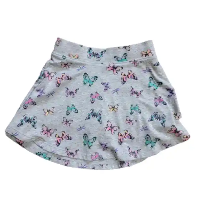 Jumping Beans Girls Cartwheel Scooter Skirt Size 5 Gray Butterfly Print