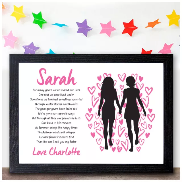 Personalised Birthday Gifts for Sister Poem Gifts for Sisters Christmas Presents