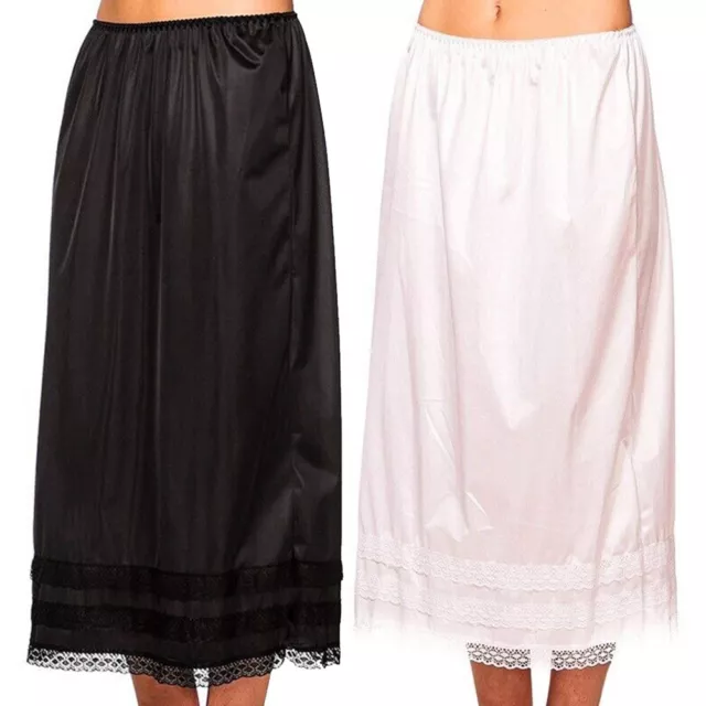 Women Half Slip Anti Static Long Skirt Underskirt-Petticoat Extender Soild Color