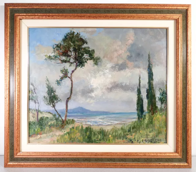 ⚜️ Imagen Firmado Pier Antonio Gadd 1962 Paisaje Mare Pintado Aceite Mesa