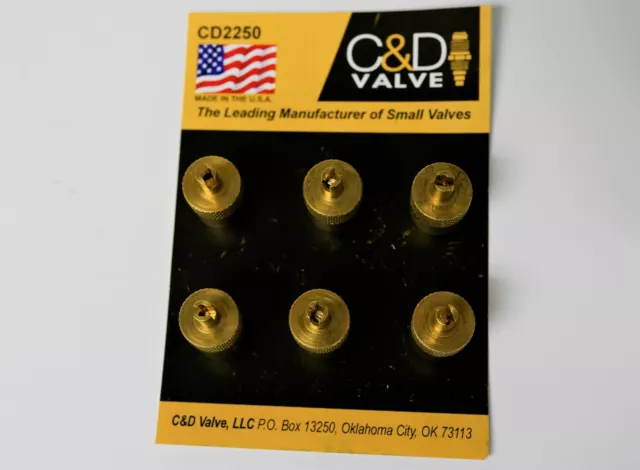 C&D Valve CD2250 Package of 6 1/4" brass flare cap w/ neoprene o-ring