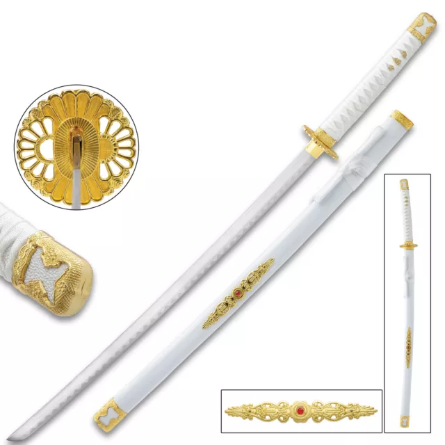 39" White Lotus Samurai Ninja Martial Arts Katana High Carbon Steel Blade