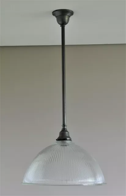 MAGILL-SINGLE LIGHT PENDANT-BRONZE-CLEAR GLASS HALLOPHANE shade-industrial one