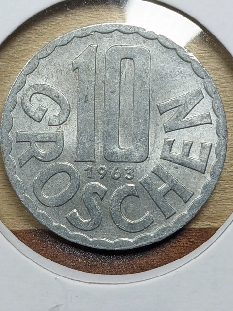 Austria 10 Groschen 1963 Coin Österreich Republik Imperial Eagle