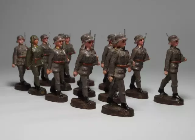 14x Elastolin Lineol Soldaten Marschierer Wehrmacht Hausser 6,5 cm 1 2 WK