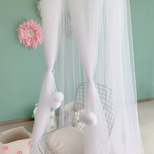 Kid Crib Bed Canopy Mosquito Net Tulle Curtain Hang Dome Tent with Garland Decor