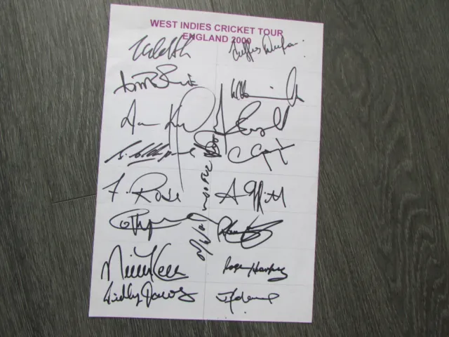 West Indies Cricket Tour England 2000 Multi Signed Autographed Team Sheet