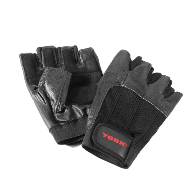 York Leather Weight Lifting Gloves Heavy Duty Padded Power Training Gym Exercise