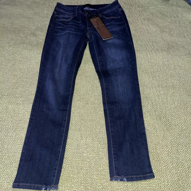 Womens Jeans 1822 Denim  Skinny Blue Jeans Dark Wash 26 Stretch NWT Raw Hem