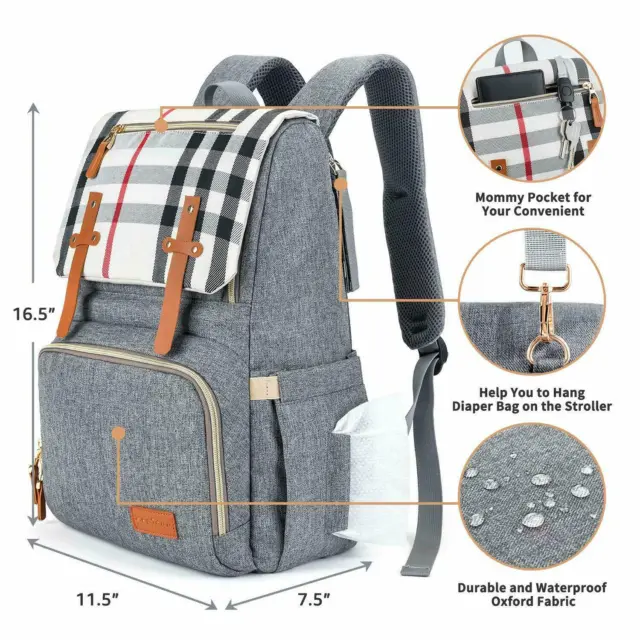 Baby Diaper Bag Backpack, Large Waterproof Nappy Changing Bag for Travel 8