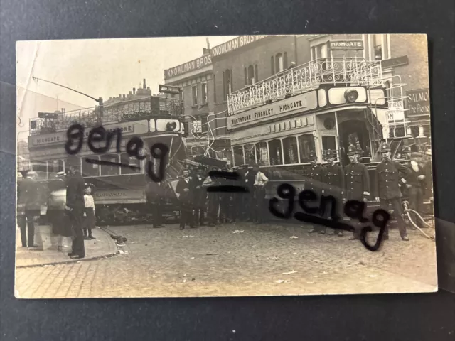 Middlesex Tram Smash Whetstone/Highgate Route RP Postcard Used 1906