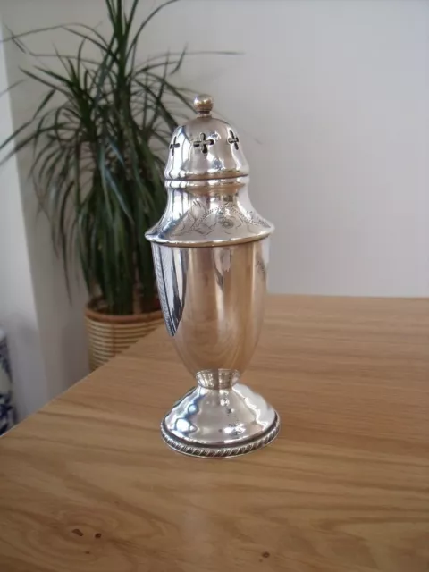 Silver Plated  Sugar Shaker/Caster/Muffineer etched with Floral design. 3
