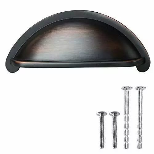 Oil Rubbed Bronze Kitchen Cabinet Pulls 3 Inch Hole Center Bin Cup Drawer Handle