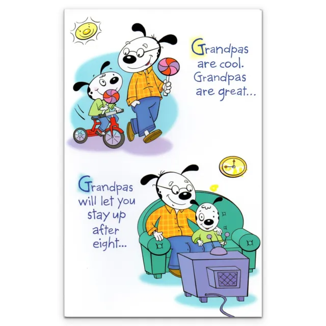 Cute HAPPY BIRTHDAY Card FOR GRANDPA Dogs Comic by American Greetings + Envelope