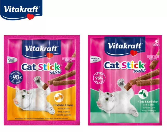 Vitakraft Cat Kitten Chew Reward Treat Sticks Mini 5 X 3 Pack Duck Turkey Lamb