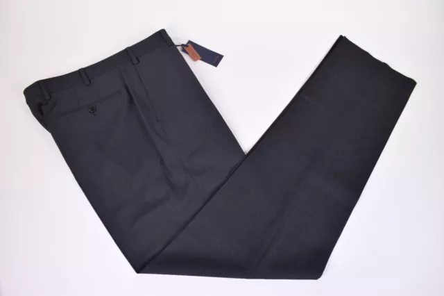 Zanella NWT Flat Front Dress Pants Size 38 In Charcoal Gray Stretch Wool Todd