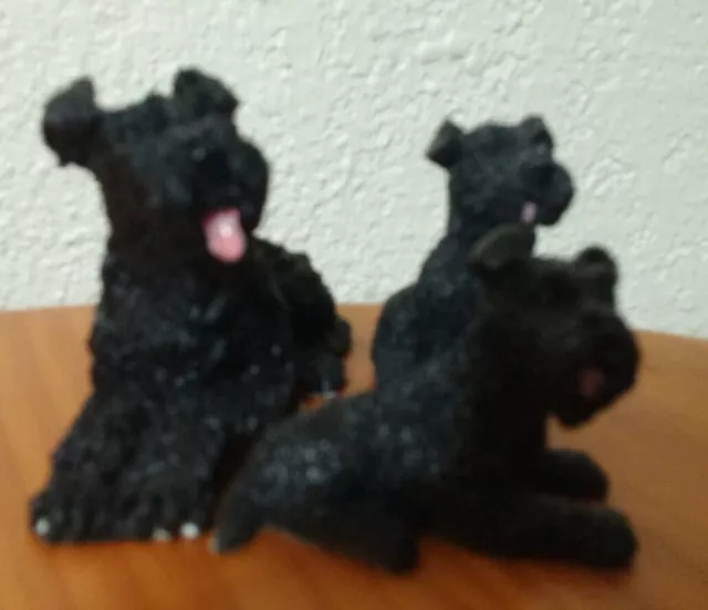 Family of 3 SCOTOH TINY dogs FIGURINE resin MINIATURE Mini COLLECTIBLE  NEW