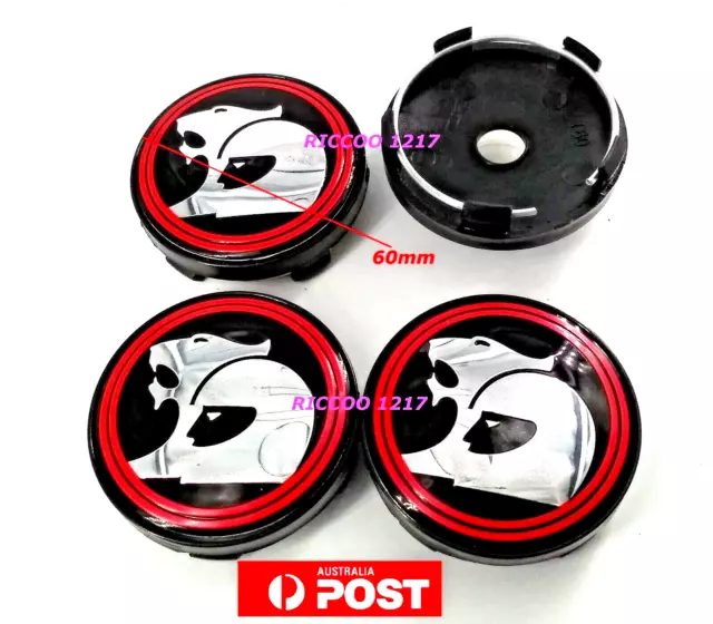 Wheel caps x 4 complete 60mm suit Holden HSV SS SSV black caps 56mm hole