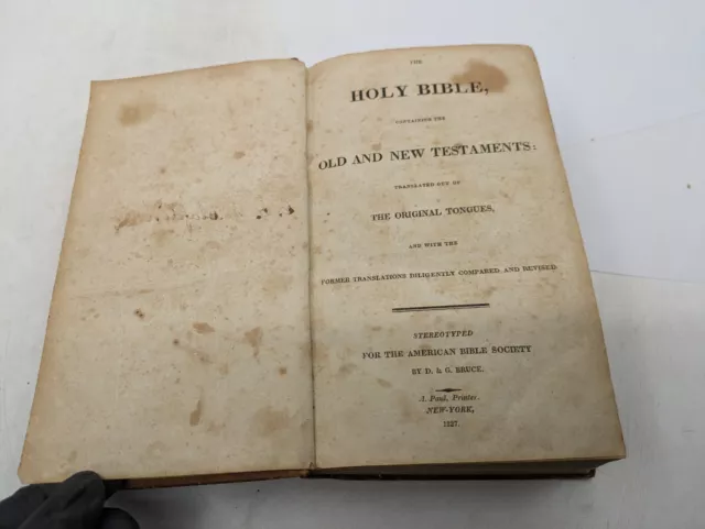 (A) 1827 Holy Bible Old & New Testament Translated out of Original Tongues NY
