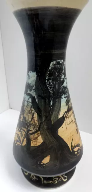 Vintage Hand Painted Pottery Vase Sarawak Land Of The Hornbills