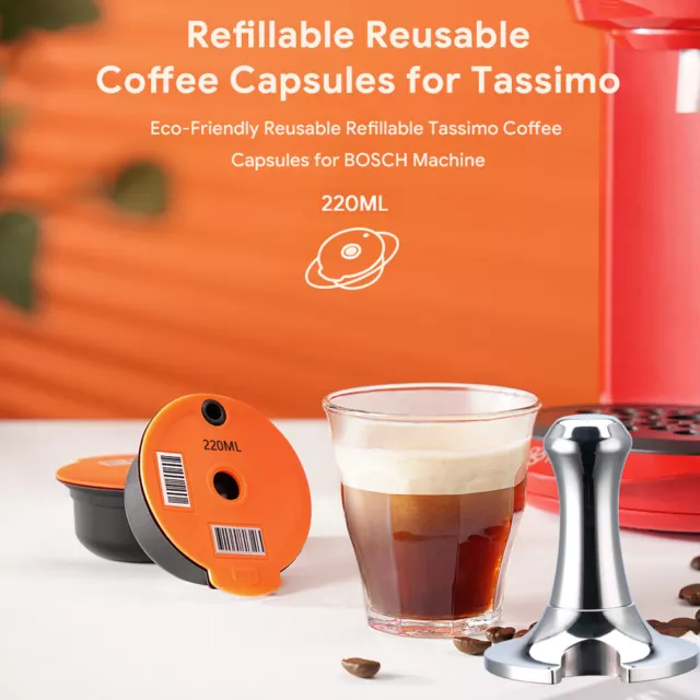 220ML Refillable Coffee Capsule Pod Reusable Filter For Tassimo Bosch Vivy Maker