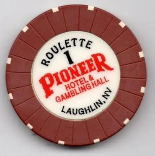 Roulette Casino Chip: Pioneer Hotel & Gambling Hall Brown; Laughlin, Nevada