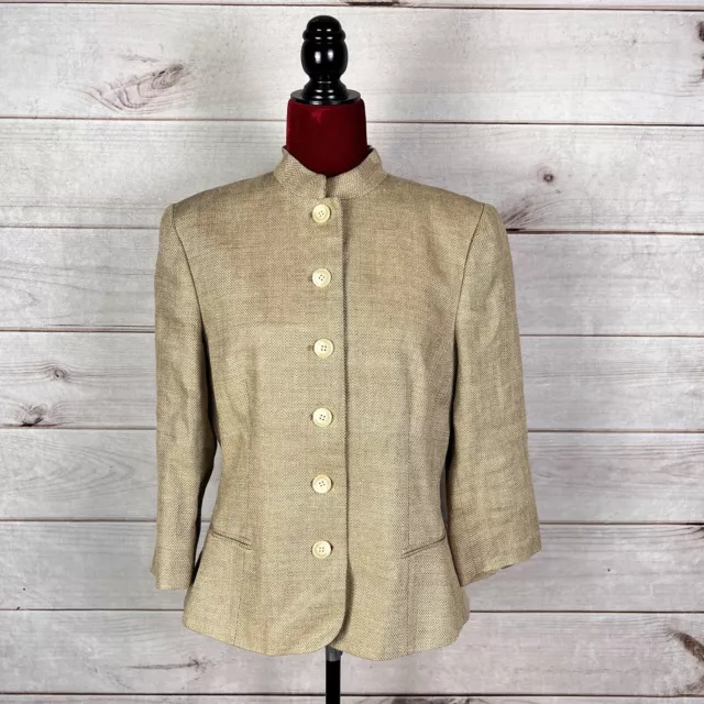 Lauren Ralph Lauren 100% Linen Blazer Jacket Twill Tan Beige Women’s Sz M