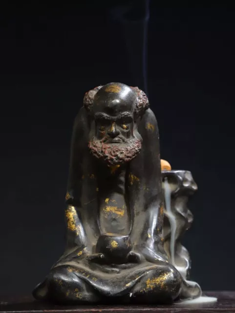 7.1" Old Antique Tibet Tibetan Buddhism Temple Bronze gilt Dharma Buddha statue