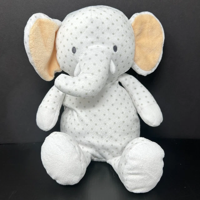 MANHATTAN TOY CO White Elephant Plush 13" Stuffed Animal Gray Polka