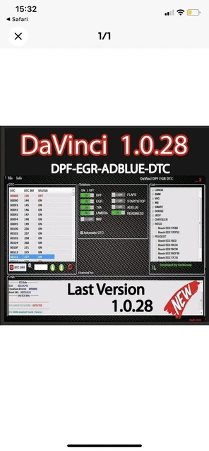 DaVinci 1.0.28 DPF EGR ADBLUE DTC OFF NEW VERSION 2022