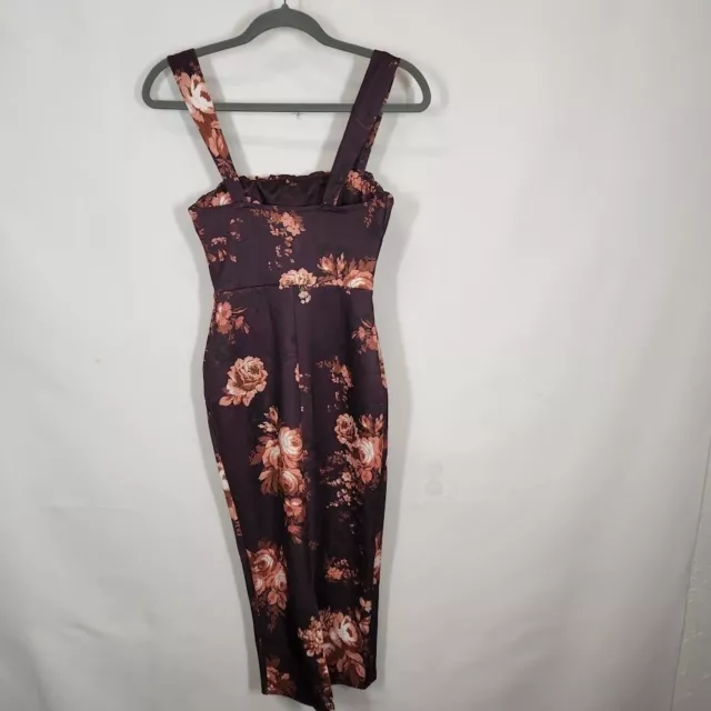 ASOS DESIGN corset pencil midi dress with ruched bust in fall floral print Size 3