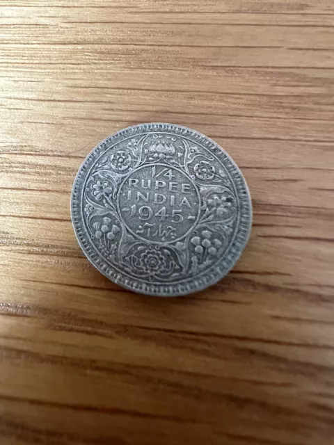 India, Jorge VI, cuarto de rupia, 1945, plata 0,500