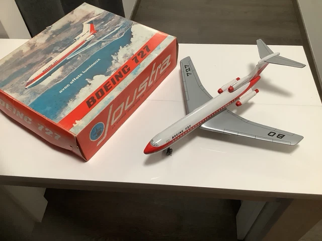 Avion Boeing 727 en boite d'origine Joustra jouet ancien en tôle
