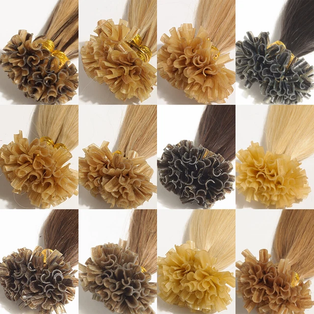 Extensiones de cabello de punta en U para uñas de queratina preadhesionadas 1 G/S cabello humano real Remy