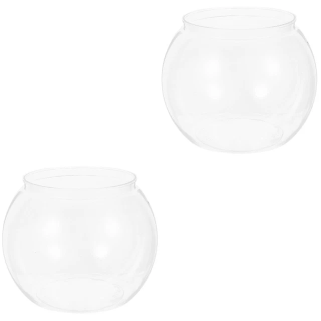 Set 2 Clear Bubble Planter Transparent Round Fish Tank Betta Sink