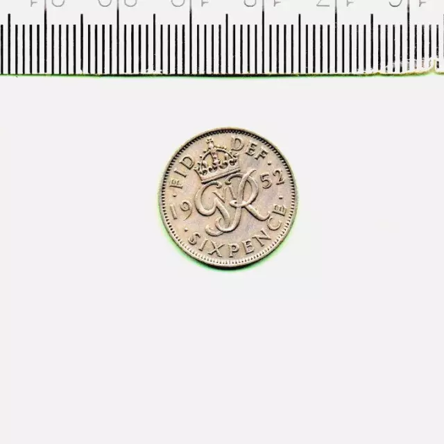 1952 King George Vi Genuine Royal Mint Difficult Date Vf+ Sixpence (Cn-2200)