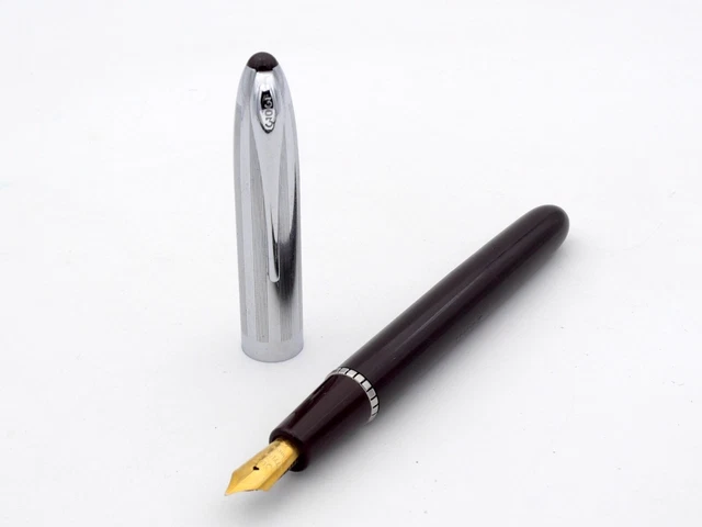Stylo Plume Ancien Stylomine 303 - Modèle Vert Bouteille, Avec Sac Accordéon, Occasion (France)