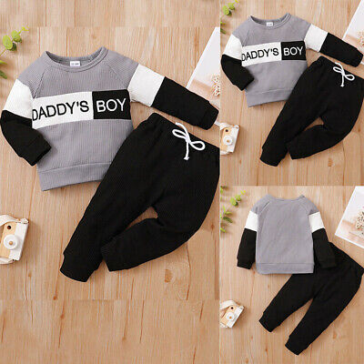 Toddler Baby Boys Tracksuit Long Sleeve Tops Pants Infant Outfits Set Sweatshirt