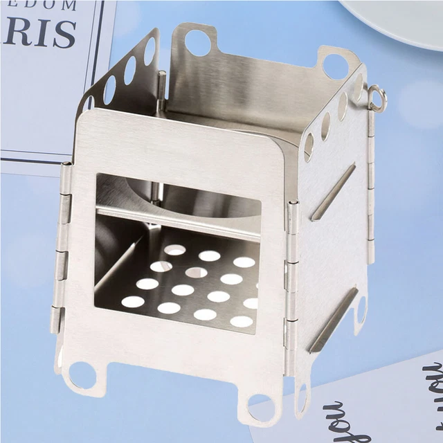 1 juego de acero inoxidable bloque de carbono estufa portátil camping horno plegable exterior