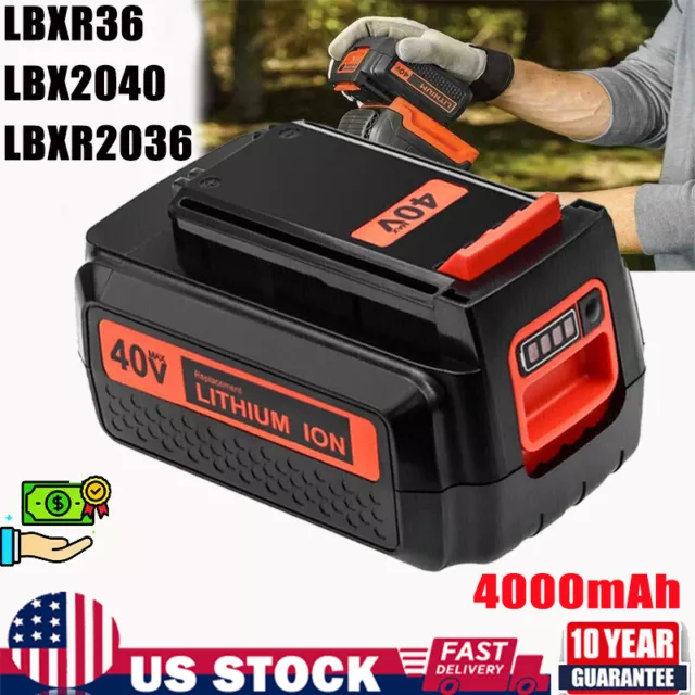 40v Lithium Battery + Charger for Black+Decker 40 Volt Max LBX2040