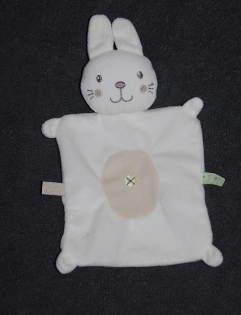 Doudou Plat Lapin Blanc Rond Beige Croix  NICOTOY SIMBA Toys KIABI Visage Brodée