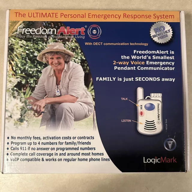 Freedom Alert Emergency System  LogicMark 35911 New Open Box No Monthly Fees
