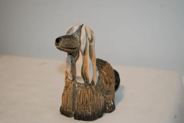 Vintage Afghan Hound Dog Figurine Artesania Rinconada, Uruguay Art Pottery Clay