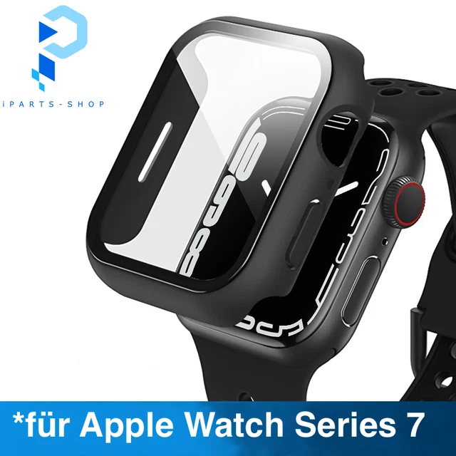 Hülle für Apple Watch Series 7 Case 41mm 45mm Schutzhülle Schwarz Schutzglas 9H